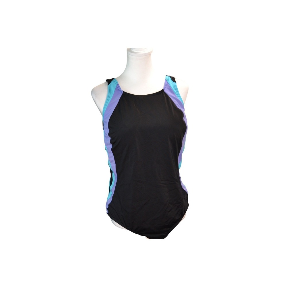 Swimsuits For All‎ One Piece Swimsuit Travel Summer Black Aqua Purple Size 18